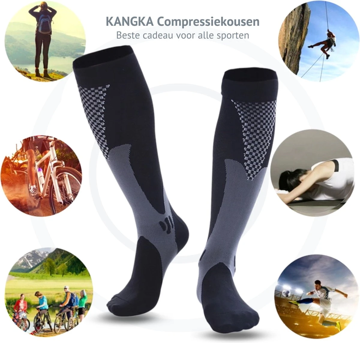 KANGKA Compressiekousen Met 20-30 MmHg - Compressie Sokken Maat 35 Tot 38 (S/M) - Sportsokken - Hardloopsokken 10 KANGKA Compressiekousen Met 20-30 MmHg - Compressie Sokken Maat 35 Tot 38 (S/M) - Sportsokken - Hardloopsokken - Afbeelding 10