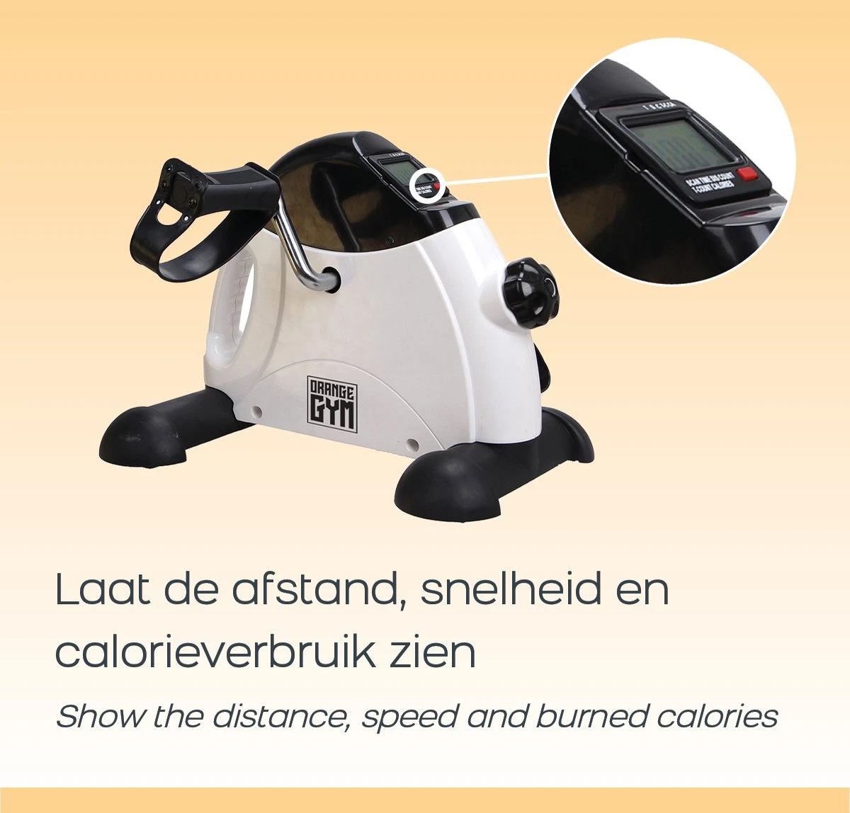 Orange Gym, 2-in-1 Mini Bike – Wit - Stoelfiets Voor Thuis En Op Kantoor – Bureaufiets Met Trainingscomputer En Handvaten – Mini Hometrainer Deskbike Voor Armen En Benen 3 Orange Gym, 2-in-1 Mini Bike – Wit - Stoelfiets Voor Thuis En Op Kantoor – Bureaufiets Met Trainingscomputer En Handvaten – Mini Hometrainer Deskbike Voor Armen En Benen - Afbeelding 3