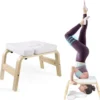 Merkloos Decopatent® Yoga Stoel - Bamboe Inversie Stoel - Wit Kussen - Meditatie Bankje - Hoofdstand Bankje - Yoga Kruk - Yoga Oefening Trainer - Yogastoel - Handstand Trainer - Omgekeerde Kruk / Stoel