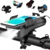 4-in-1 Fietslamp Voorlicht Mét Telefoonhouder - USB Oplaadbaar - Met Powerbank én Toeter - Racefiets Verlichting - Fietslicht Voorlicht Usb Oplaadbaar - Fietsverlichting Set - Licht Voor Fiets - Bike Light