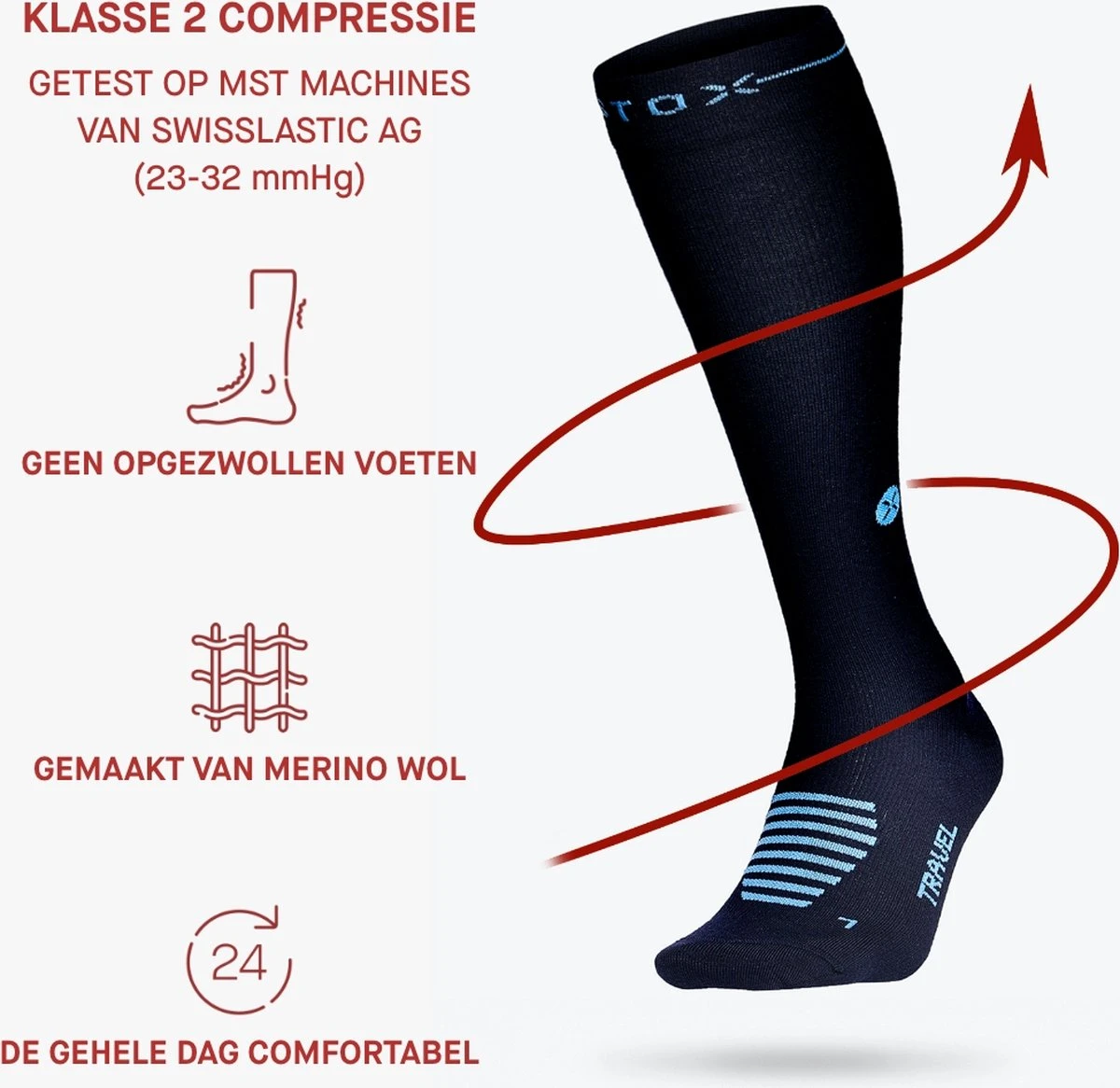 STOX Energy Socks - Reissokken Voor Vrouwen - Premium Compressiesokken - Travel Socks - Anti DVT - Reizigerstrombose - Voorkomt Opgezwollen En Vermoeide Benen 2 STOX Energy Socks - Reissokken Voor Vrouwen - Premium Compressiesokken - Travel Socks - Anti DVT - Reizigerstrombose - Voorkomt Opgezwollen En Vermoeide Benen - Afbeelding 2