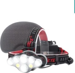 Ultrakrachtige Militaire Hoofdlamp USB Oplaadbaar - Met 8 LED Koplampen - 18000 Lumen - 500 Meter Bereik - Verstelbaar - INCLUSIEF Hardcase Opbergtas