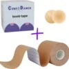 ConfiDance Boob Tape Met Nipple Covers - Fashion Tape - Borst Tape - Plak BH & Tepelplakkers Beige (7,5 Cm)