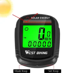 Draadloze Verlichte Fietscomputer - USB Oplaadbaar- Op Zonne- Energie - Kilometerteller - Klok - Calorie Teller - Snelheidsmeter - Auto Wake - IPX7 Waterdicht - 5 Talen - Met Verlichte LCD Display - Multifunctioneel - Inclusief Sensor - Zwart -Merkloos Verkoop 1200x1171 15