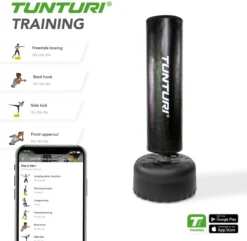 Tunturi Bokszak Staand - Vrijstaande Bokspaal - Makkelijk Verplaatsbaar - 180 Cm Hoog - Met Zand, Grind Of Water Vulbare Voet - Zwart - Incl. Gratis Fitness App -Merkloos Verkoop 1200x1171 6