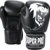 Super Pro Combat Gear Warrior Lederen (kick)bokshandschoenen Zwart/Wit 14oz
