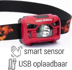 LED Hoofdlamp - Oplaadbaar - Rood - Waterdicht - King Mungo KMHL010