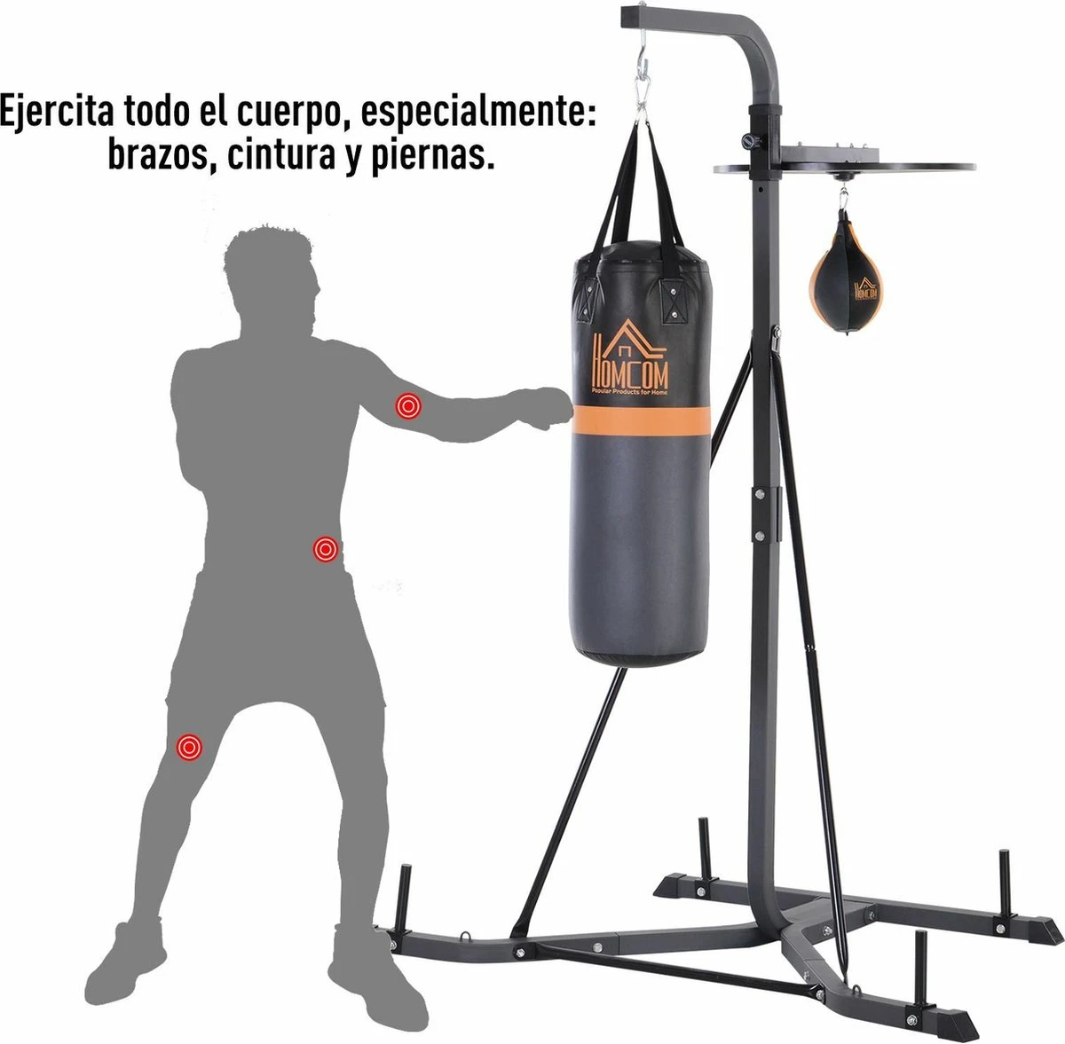 HOMCOM Bokszakhouder Met Een Draagvermogen Van 100 Kg Bokszakstandaard Met Boksbal Bokszak A91-073 8 HOMCOM Bokszakhouder Met Een Draagvermogen Van 100 Kg Bokszakstandaard Met Boksbal Bokszak A91-073 - Afbeelding 8