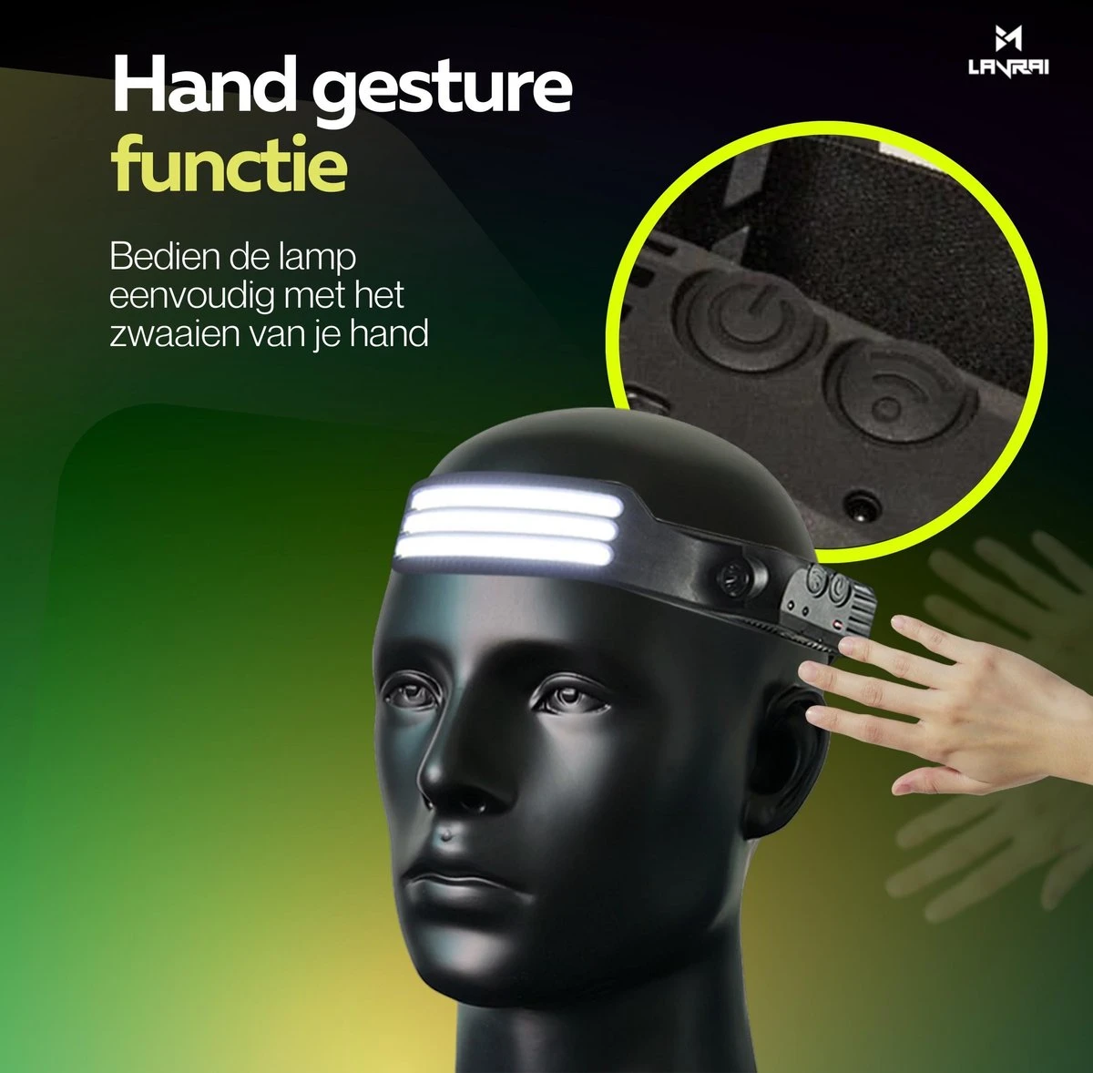 Lavrai - Hoofdlamp LED Oplaadbaar - Bedienen Met Bewegingssensor - Oplaadbaar - 4 Lichtmodi - USB Type C - IP65 Waterbestendig - Inclusief Oplaadkabel - Zacht Silicoon - Zwart 9 Lavrai - Hoofdlamp LED Oplaadbaar - Bedienen Met Bewegingssensor - Oplaadbaar - 4 Lichtmodi - USB Type C - IP65 Waterbestendig - Inclusief Oplaadkabel - Zacht Silicoon - Zwart - Afbeelding 9