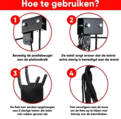 Century Goods Fietslift - Fietstakel - Fiets Ophangsysteem - Met Valbeveiliging | 60 Kg Draagkracht -Merkloos Verkoop 1200x1178 20