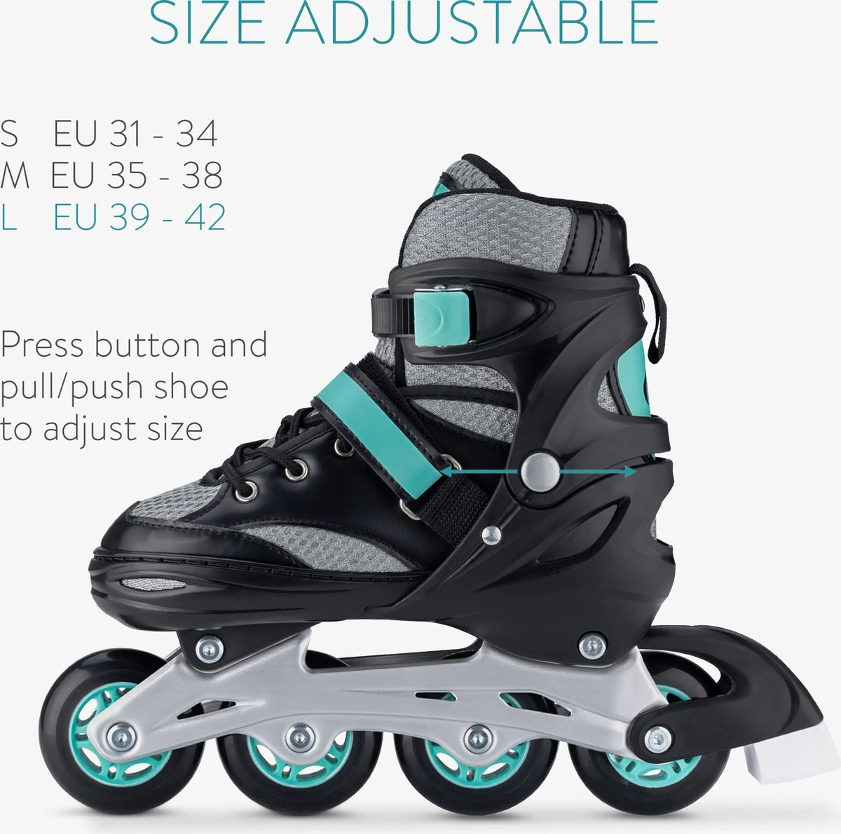Navaris Verstelbare Skeelers Verschillende Maten - Verstelbare Skates Voor Meisjes En Jongens - Inline Skates Kinderen Blauw/grijs - Meerdere Maten 7 Navaris Verstelbare Skeelers Verschillende Maten - Verstelbare Skates Voor Meisjes En Jongens - Inline Skates Kinderen Blauw/grijs - Meerdere Maten - Afbeelding 7