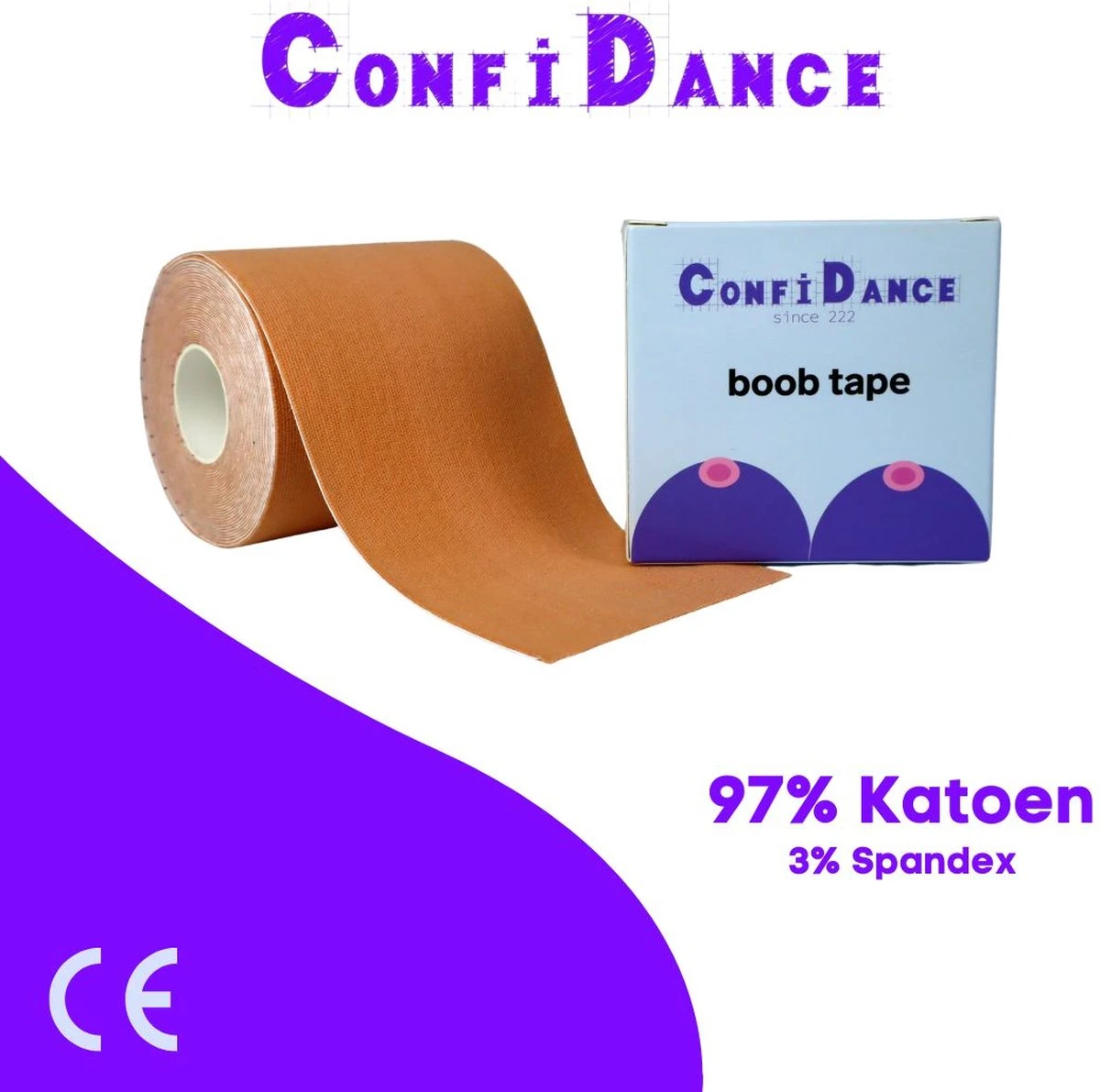 ConfiDance Boob Tape Met Nipple Covers - Fashion Tape - Borst Tape - Plak BH & Tepelplakkers Beige (7,5 Cm) 9 ConfiDance Boob Tape Met Nipple Covers - Fashion Tape - Borst Tape - Plak BH & Tepelplakkers Beige (7,5 Cm) - Afbeelding 9