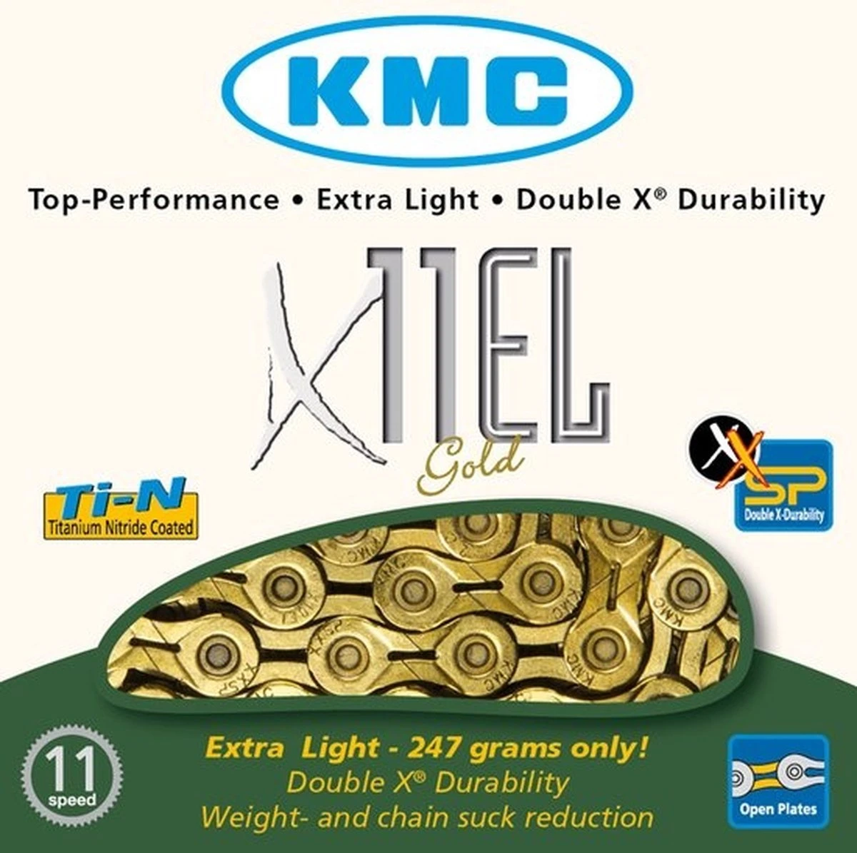 KMC KETTING X11EL Ti-N GOUD 118L 2 KMC KETTING X11EL Ti-N GOUD 118L - Afbeelding 2