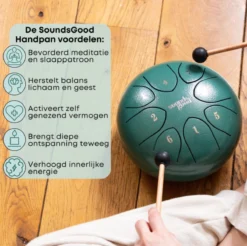 SoundsGood® Steel Tongue Drum - Handpan - 15 Cm - 8 Tongen - Klankschaal Incl. Beschermtas & Songbook - Steel Tongue Drum - Groen -Merkloos Verkoop 1200x1196 16