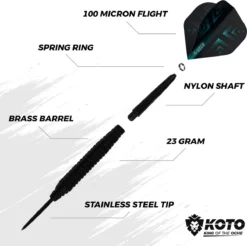 2 KOTO Black Brass Darts + 90 Accessoires - Dartpijlen - Steeltips - Zwart -Merkloos Verkoop 1200x1197 34