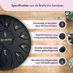 BrellaVio Handpan Met Lesboek - 16cm - Zwart - Healing Steel Tongue Drum - Hand Klankschaal - Hang Drum - Lotus Tong Muziektherapie -Merkloos Verkoop 1200x1198 32
