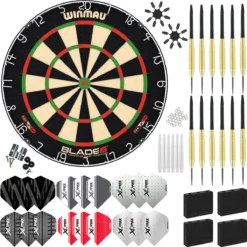 Winmau Blade 6 Deluxe – Dartbord – Set Van 12 Dartpijlen – Dart Flights – Dart Shafts