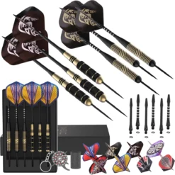 DOGMA Dartpijlen - 23 & 24 Gram Darts - Premium Brass Dartspijlen Set - 6 Steeltip Dartpijltjes - Extra Dart Flights & Dart Shafts