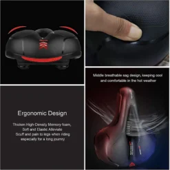 Fiets Zadels - Met Achterlichten- Langzame Rebound Traagschuim - Hol Ergonomisch Breed Tourzadel - MTB Zadel -mountainbikezadel - Fietszadel Dames - Fietszadel Heren - Unisex -Merkloos Verkoop 1200x1199 24