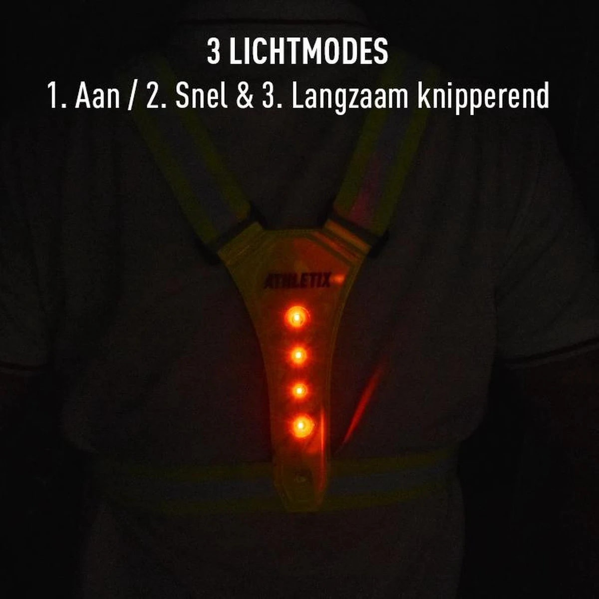 Athletix® - Hardloopvest Met Verlichting - LED - One-Size - Verstelbaar - Unisex - Sportvest - Met Batterijen 8 Athletix® - Hardloopvest Met Verlichting - LED - One-Size - Verstelbaar - Unisex - Sportvest - Met Batterijen - Afbeelding 8