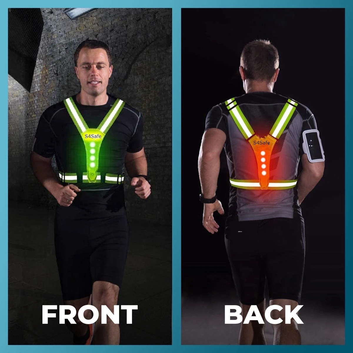 S4Safe On Road Hardloop Verlichting Van Hoge Kwaliteit USB Oplaadbaar (Geel) - One Size Fits All - Hardloopvest Geel - Reflecterend Vest 4 S4Safe On Road Hardloop Verlichting Van Hoge Kwaliteit USB Oplaadbaar (Geel) - One Size Fits All - Hardloopvest Geel - Reflecterend Vest - Afbeelding 4