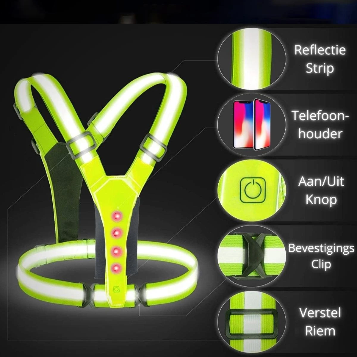 UNBOX Hardloopvest Met Verlichting - USB-C Oplaadbaar - Hardloop Telefoonhouder - Hardloopvest Met Telefoonhouder 6 UNBOX Hardloopvest Met Verlichting - USB-C Oplaadbaar - Hardloop Telefoonhouder - Hardloopvest Met Telefoonhouder - Afbeelding 6