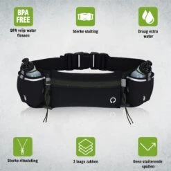 Hardloopriem Telefoonhouder Met Drinkflessen Running Belt Drinkgordel - Bidonhouder - Sportband - Heuptas - Hardlooptasje - Hardlopen - Zwart - Heren Damen - One Size -Merkloos Verkoop 1200x1200 1067
