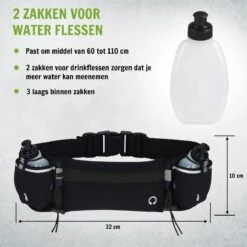 Hardloopriem Telefoonhouder Met Drinkflessen Running Belt Drinkgordel - Bidonhouder - Sportband - Heuptas - Hardlooptasje - Hardlopen - Zwart - Heren Damen - One Size -Merkloos Verkoop 1200x1200 1070