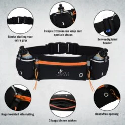 Hardloopriem Telefoonhouder Met Drinkflessen Running Belt Drinkgordel - Bidonhouder - Sportband - Heuptas - Hardlooptasje - Hardlopen - Oranje - Heren Damen - One Size -Merkloos Verkoop 1200x1200 1084