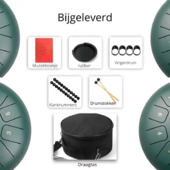 Tongue Drum L | 25cm | 11 Tonen | Klankschaal | Lotus Drum | Meditatie | Yoga | Handpan | Groen -Merkloos Verkoop 1200x1200 1246