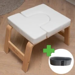 Me Time Yogastoel - Incl. Gratis Weerstandsband En Workout Poster - Wit - Meditatie Bankje - Hoofdstand Bankje - Yoga Kruk - Inversie Stoel - Yoga Trainer - Yoga Stoel - Handstand Trainer - Meditatiestoel - Omgekeerde Stoel - Yogabank - Feet Up