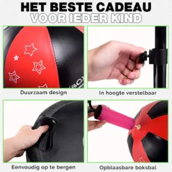 Zoluko Boksbal Op Voet Voor Kinderen - Inclusief Bokshandschoenen En Opblaaspompje - Bokstrainer - Verstelbaar In Hoogte - Voor Binnen En Buiten - Boksbal Op Standaard - Reflexbal - Boksbal Staand - Boksen - Zwart/Rood -Merkloos Verkoop 1200x1200 1366