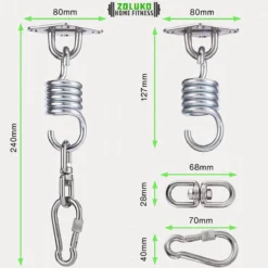 Zoluko RVS Ophangsysteem - 300 KG Draagkracht - 360° Vrij Draaibaar - Geluiddempende Veer - Bokszak Ophangsysteem - Plafondbeugel - Plafondhaak - Ophanghaak - Schroefhaak -Merkloos Verkoop 1200x1200 1382