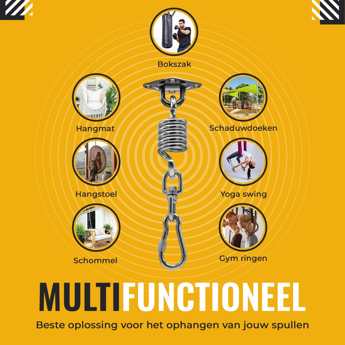 Itstrong® Plafondhaak Ophangsysteem Voor Binnen & Buiten – Ophanghaak Voor Bokszak – Schommel – Schommelstoel – Hangstoel - RVS 2 Itstrong® Plafondhaak Ophangsysteem Voor Binnen & Buiten – Ophanghaak Voor Bokszak – Schommel – Schommelstoel – Hangstoel - RVS - Afbeelding 2