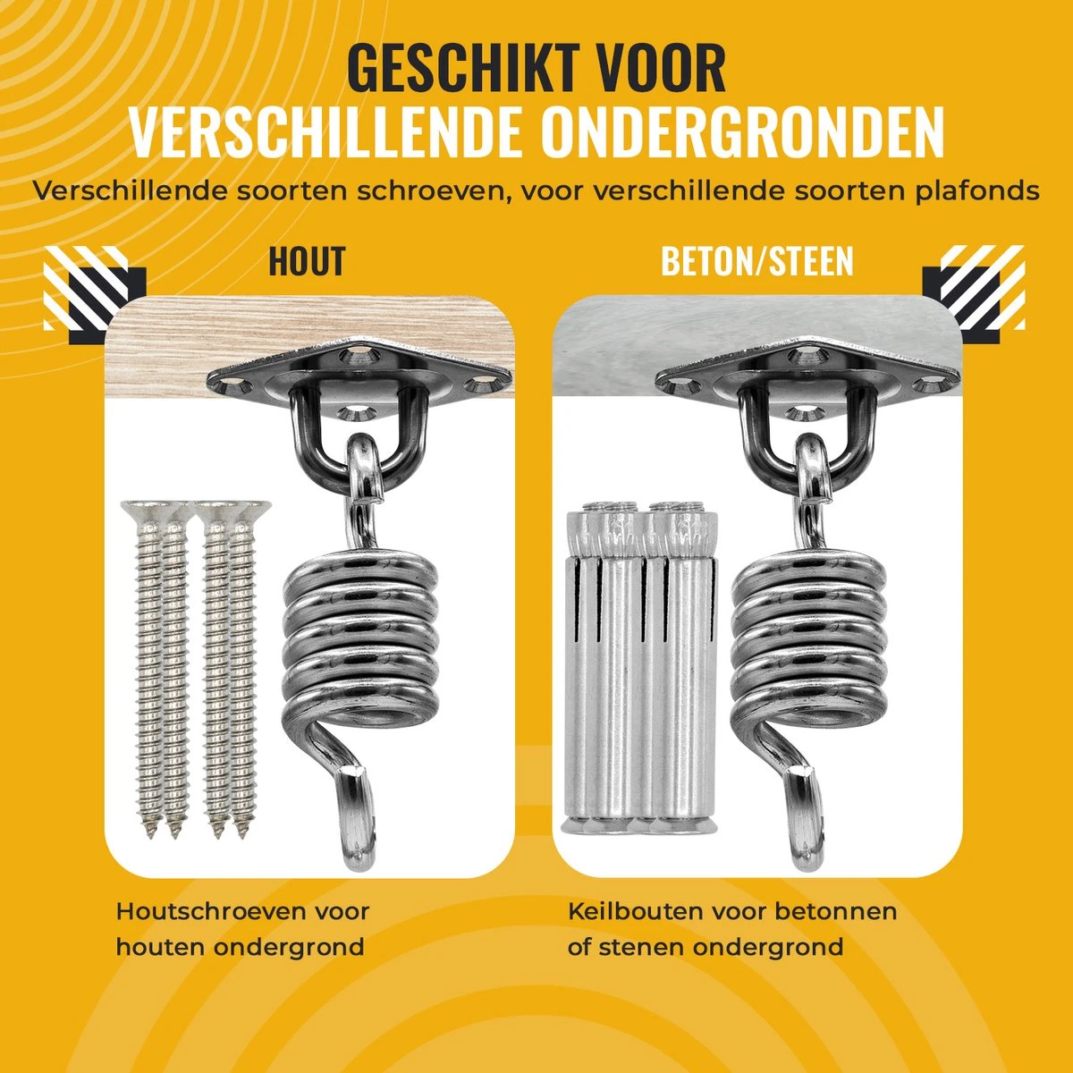 Itstrong® Plafondhaak Ophangsysteem Voor Binnen & Buiten – Ophanghaak Voor Bokszak – Schommel – Schommelstoel – Hangstoel - RVS 6 Itstrong® Plafondhaak Ophangsysteem Voor Binnen & Buiten – Ophanghaak Voor Bokszak – Schommel – Schommelstoel – Hangstoel - RVS - Afbeelding 6