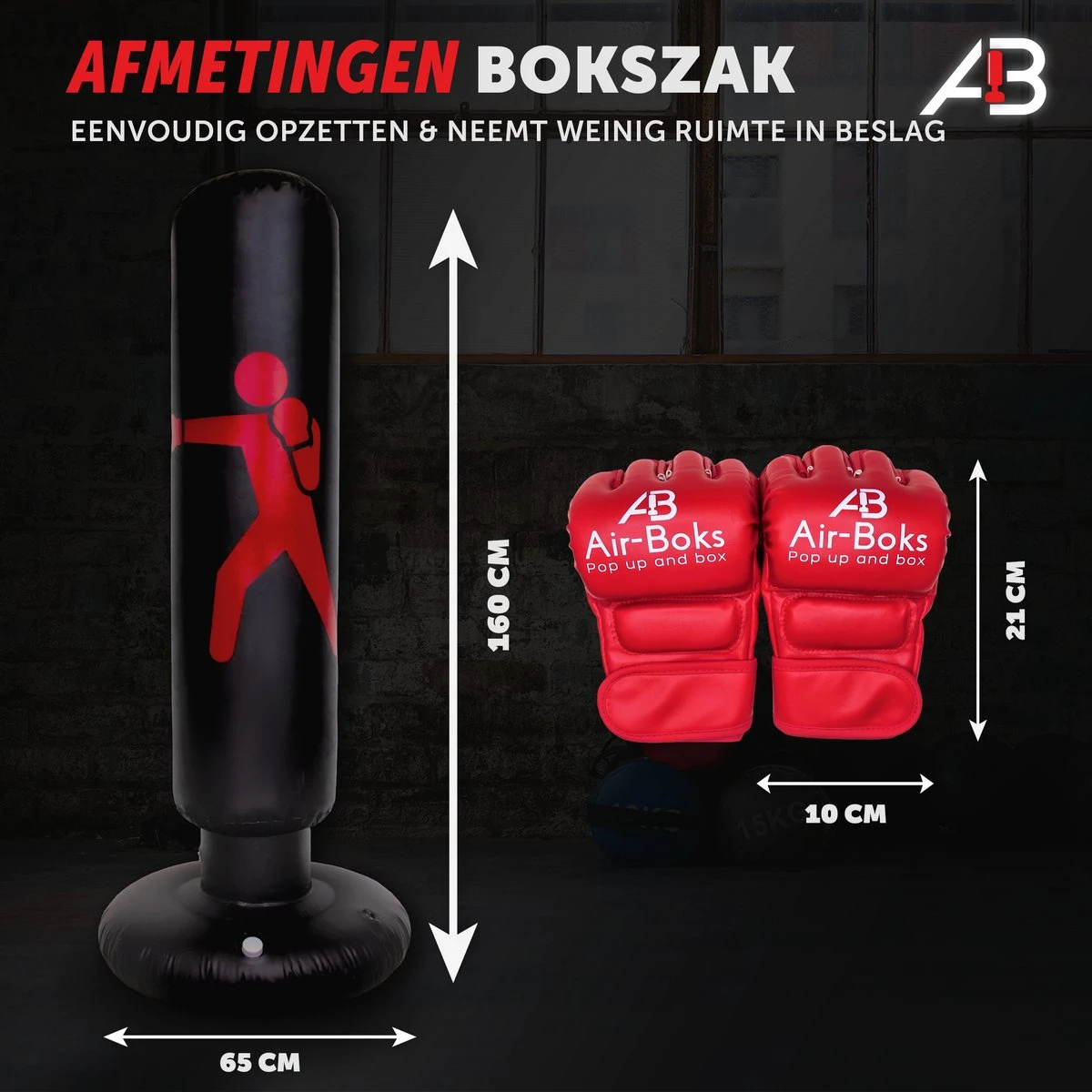 Air-Boks® Opblaasbare Bokszak – Bokszak – Staande Bokszak Met Stevige Vulbare Voet – Met Air-Boks Bokshandschoenen – 1.60 M – Zwart 7 Air-Boks® Opblaasbare Bokszak – Bokszak – Staande Bokszak Met Stevige Vulbare Voet – Met Air-Boks Bokshandschoenen – 1.60 M – Zwart - Afbeelding 7