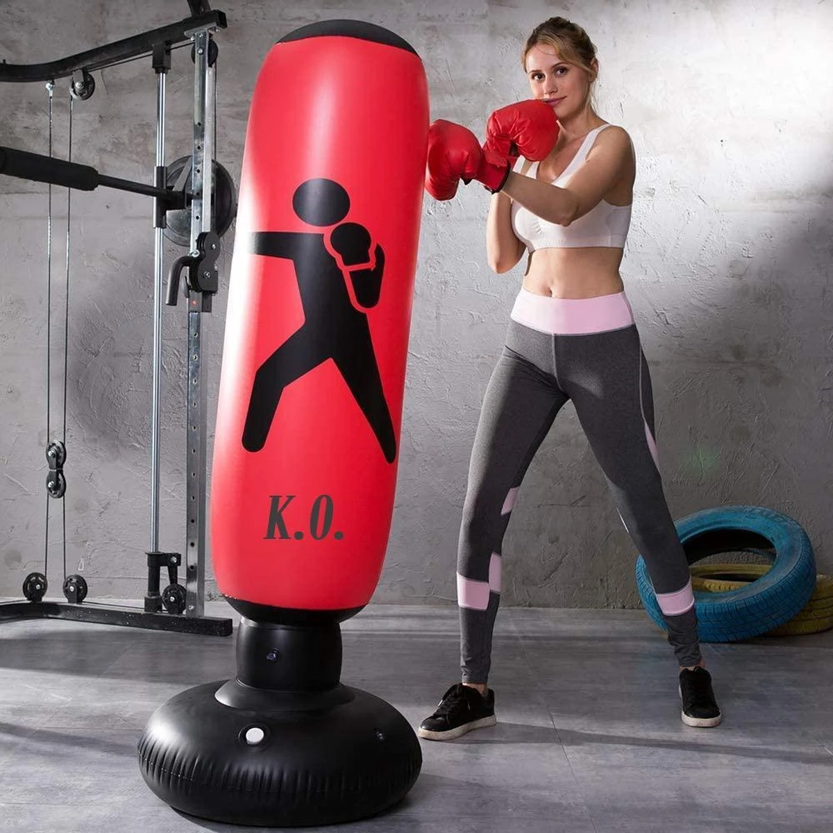 NordFalk Staande Boksbal 160 X Ø30cm - Bokszak Opblaasbaar - Bokspaal Incl. Voetpomp 2 NordFalk Staande Boksbal 160 X Ø30cm - Bokszak Opblaasbaar - Bokspaal Incl. Voetpomp - Afbeelding 2