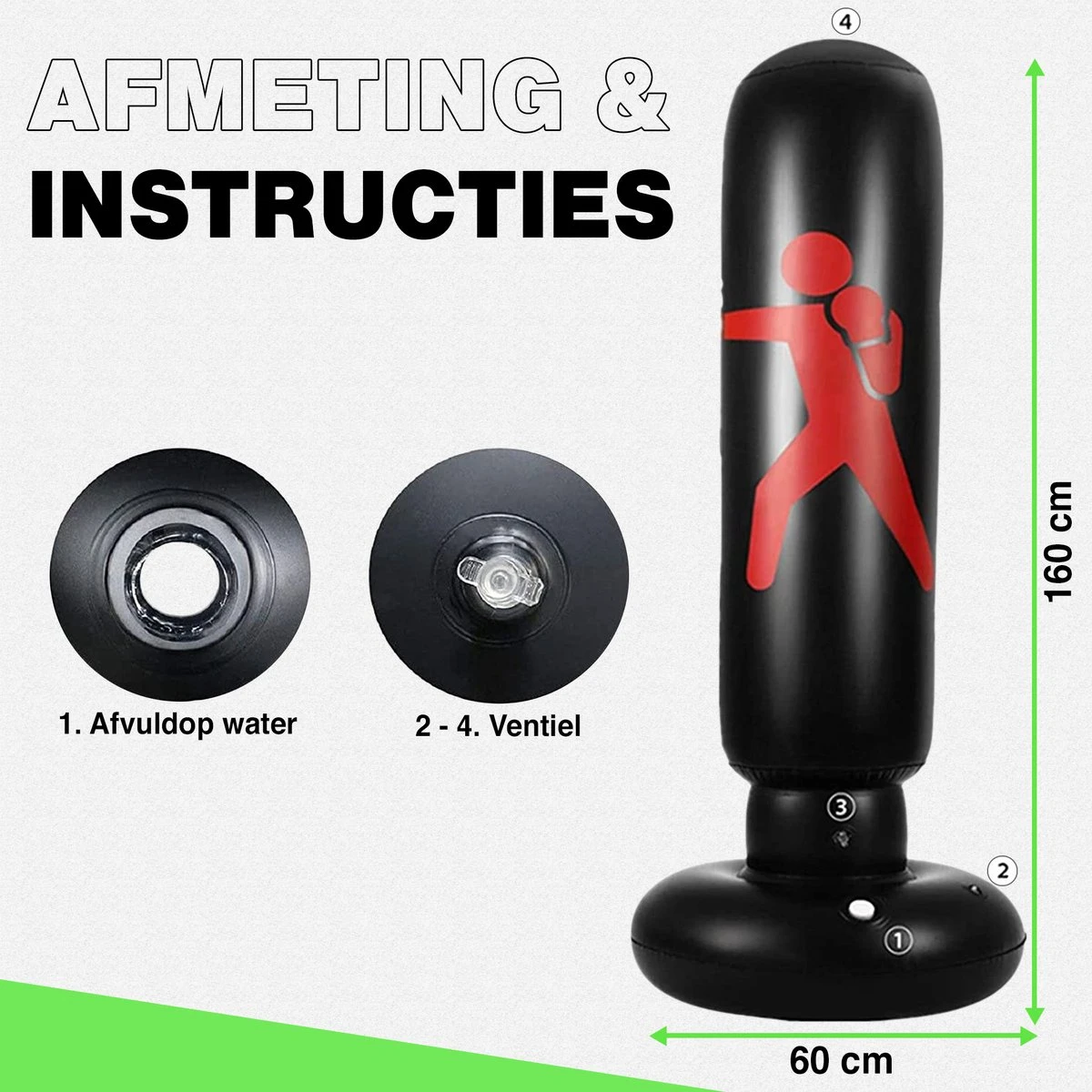 Zoluko Opblaasbare Bokszak Op Voet - Incl. Bokshandschoenen En Voetpompje - Voor Binnen En Buiten - Voor Volwassenen En Kinderen - Bokszak Staand - Boksbal Op Voet - Boksbal Op Standaard - Boksen - Reflexbal - Bokspaal - Bokstrainer - Zwart/Rood 7 Zoluko Opblaasbare Bokszak Op Voet - Incl. Bokshandschoenen En Voetpompje - Voor Binnen En Buiten - Voor Volwassenen En Kinderen - Bokszak Staand - Boksbal Op Voet - Boksbal Op Standaard - Boksen - Reflexbal - Bokspaal - Bokstrainer - Zwart/Rood - Afbeelding 7