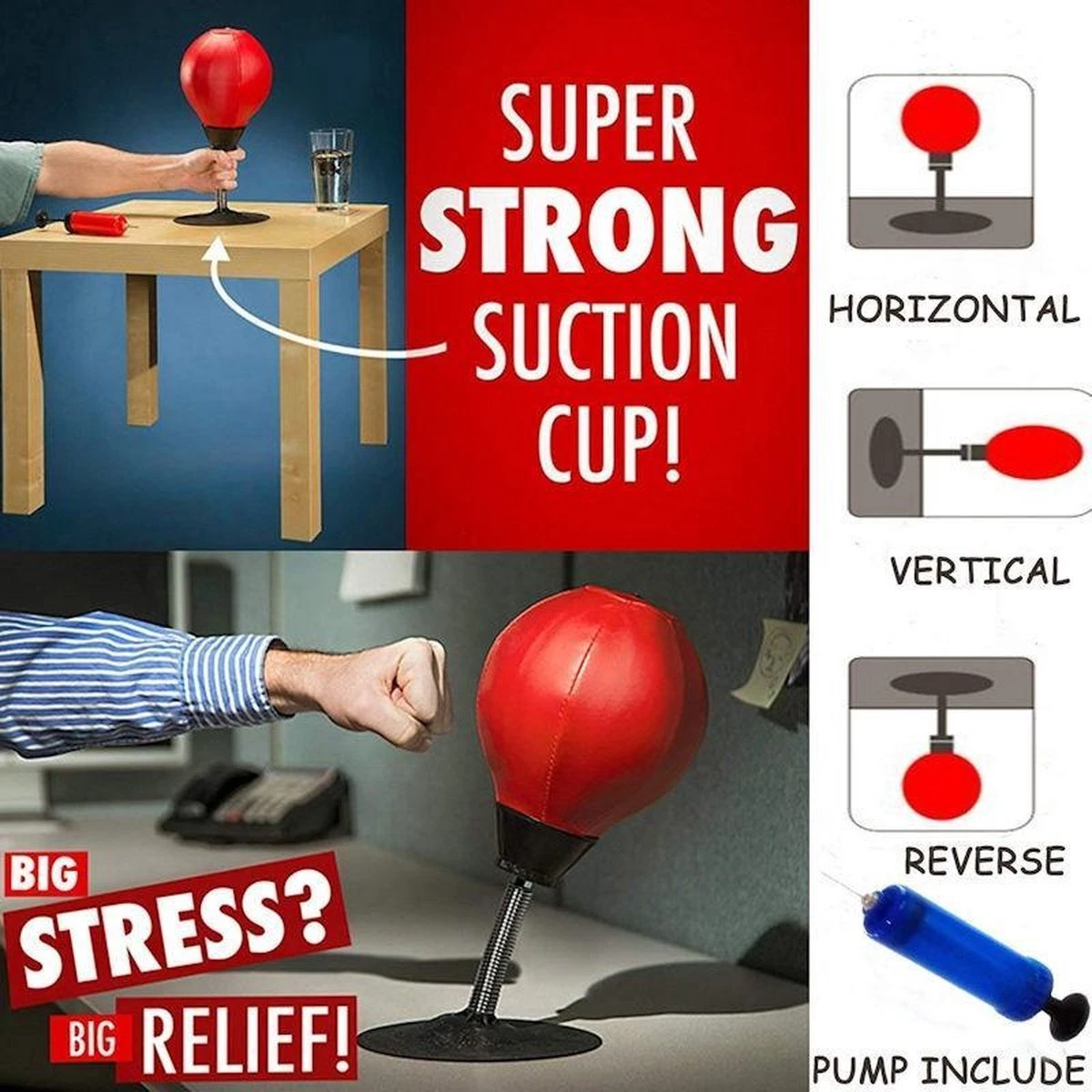 Merkloos Decopatent® Boksbal Tafelmodel - Stressbal - Mini Bokszak - Punching Ball - Tafel Boksbal Bureau Op Voet - Volwassenen & Kinderen 5 Merkloos Decopatent® Boksbal Tafelmodel - Stressbal - Mini Bokszak - Punching Ball - Tafel Boksbal Bureau Op Voet - Volwassenen & Kinderen - Afbeelding 5