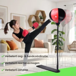 Zoluko Boksbal Op Standaard Voor Kinderen - Inclusief Bokshandschoenen En Opblaaspompje - Bokstrainer - Verstelbaar In Hoogte - Voor Binnen En Buiten - Boksbal Op Voet - Reflexbal - Boksbal Staand - Boksen - Zwart/Rood -Merkloos Verkoop 1200x1200 1562