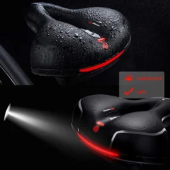 IBright Gel Fietszadel Met LED Oplaadbare Achterlicht - USB Oplaadbaar - Fietsverlichting Met 6 Functie's - Dames / Heren - Waterdicht - Gratis Zadelstrop - USB Oplaadkabel - Zwart -Merkloos Verkoop 1200x1200 1657