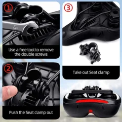 IBright Gel Fietszadel Met LED Oplaadbare Achterlicht - USB Oplaadbaar - Fietsverlichting Met 6 Functie's - Dames / Heren - Waterdicht - Gratis Zadelstrop - USB Oplaadkabel - Zwart -Merkloos Verkoop 1200x1200 1659