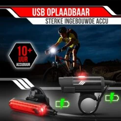 Strex LED Fietsverlichting Set - Voorlicht En Achterlicht - USB Oplaadbaar - Fietslamp - Fietslampjes - Zwart -Merkloos Verkoop 1200x1200 2068