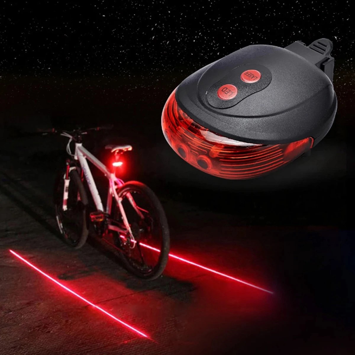 Fiets Achterlicht - LED Licht Met Laser - Fiets Lamp - Waterdicht - Racefiets Verlichting - Inclusief Batterijen - Rheme 5 Fiets Achterlicht - LED Licht Met Laser - Fiets Lamp - Waterdicht - Racefiets Verlichting - Inclusief Batterijen - Rheme - Afbeelding 5