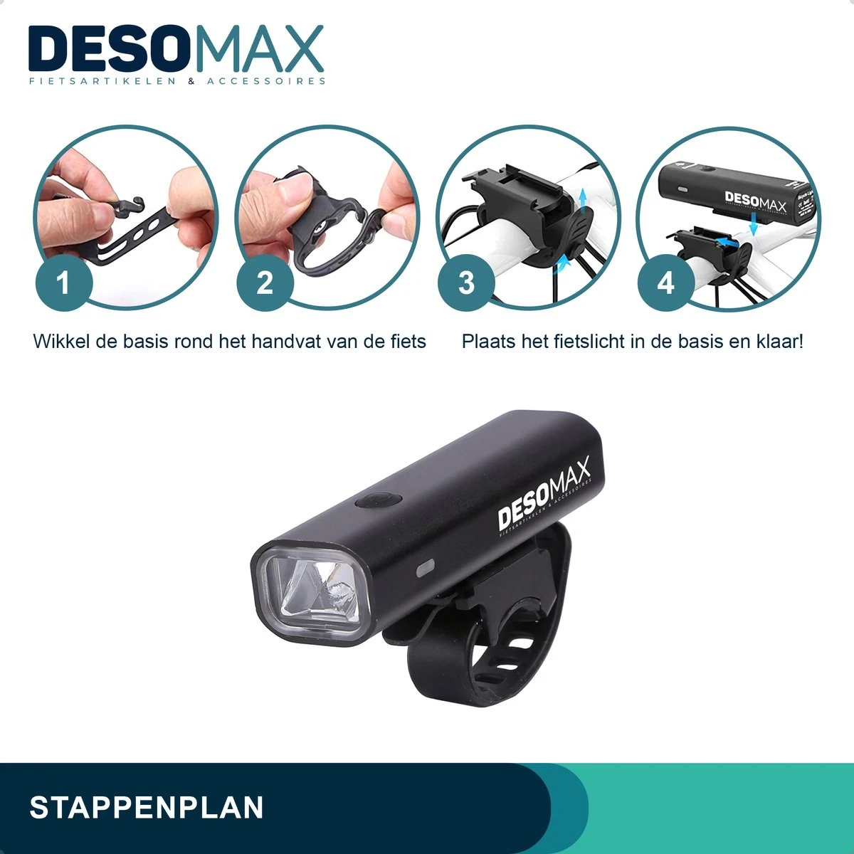 DesoMax® Fietsverlichting Set USB Oplaadbaar Heldere Fietslamp - Voorlicht - Achterlicht - Koplamp - Achterlamp 2 DesoMax® Fietsverlichting Set USB Oplaadbaar Heldere Fietslamp - Voorlicht - Achterlicht - Koplamp - Achterlamp - Afbeelding 2