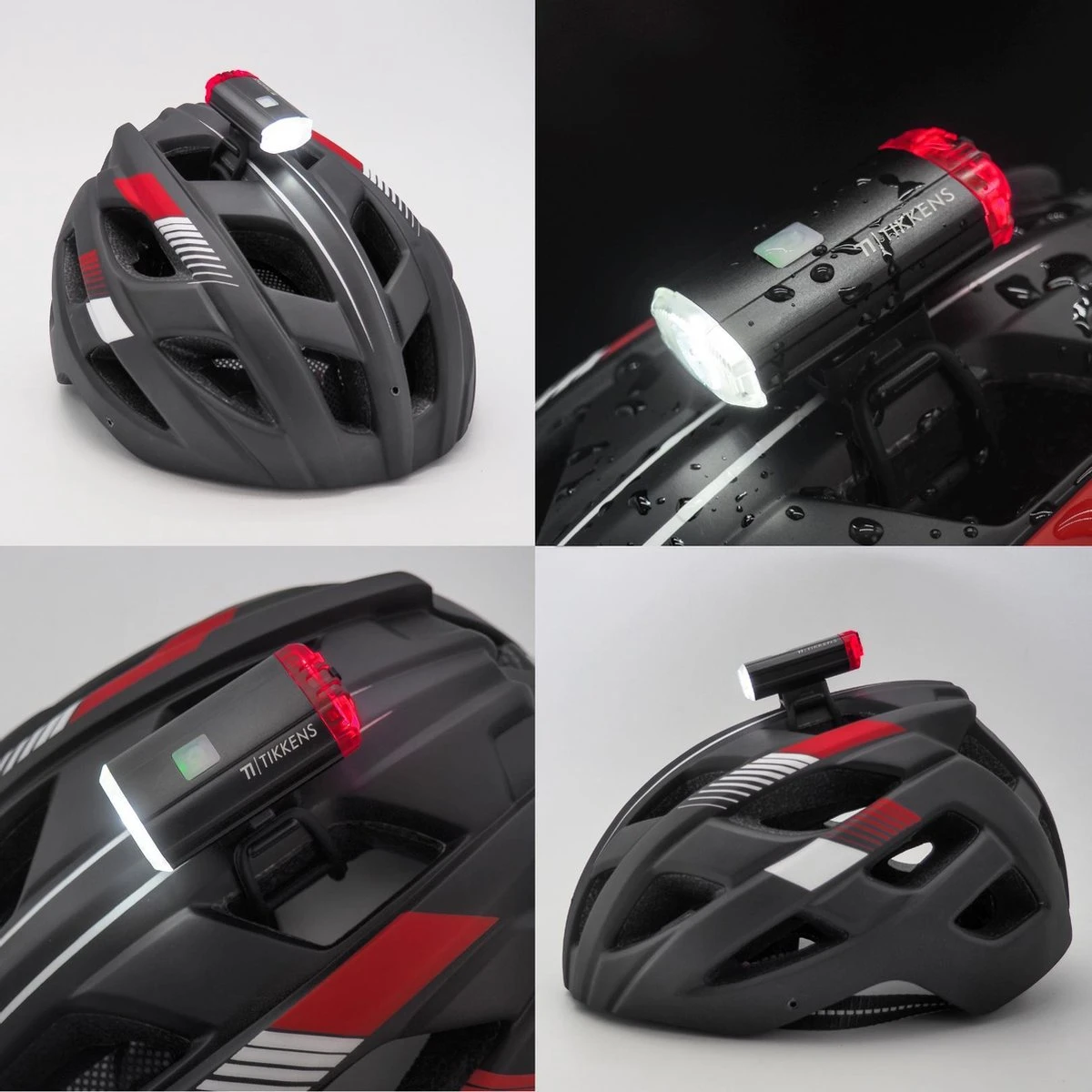 TIKKENS® LED Fietsverlichting Helmlamp - Helm - Voorlicht & Achterlicht - USB Oplaadbaar - Zwart - Voor En Achter - Waterdicht - Fietslampjes 6 TIKKENS® LED Fietsverlichting Helmlamp - Helm - Voorlicht & Achterlicht - USB Oplaadbaar - Zwart - Voor En Achter - Waterdicht - Fietslampjes - Afbeelding 6