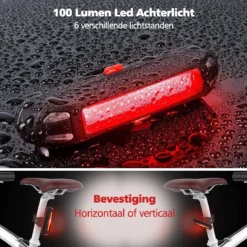SWILIX ® - Fietsverlichting Set - Oplaadbare USB Led Fietslamp - Voor En Achter - Waterdicht - 4 Lichtstanden - Zwart -Merkloos Verkoop 1200x1200 2216