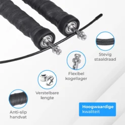 Nuvance - Professioneel Sport Springtouw - Verstelbaar - Voor Volwassenen En Kinderen - Speedrope - Jump Rope Inclusief E-book - Zwart -Merkloos Verkoop 1200x1200 228