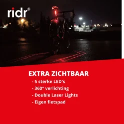 RIDR Achterlicht Fiets - USB Oplaadbaar LED - Fietsverlichting Met Laser - Waterdicht -Merkloos Verkoop 1200x1200 2303