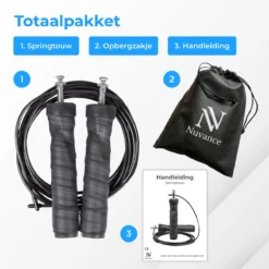 Nuvance - Professioneel Sport Springtouw - Verstelbaar - Voor Volwassenen En Kinderen - Speedrope - Jump Rope Inclusief E-book - Zwart -Merkloos Verkoop 1200x1200 231